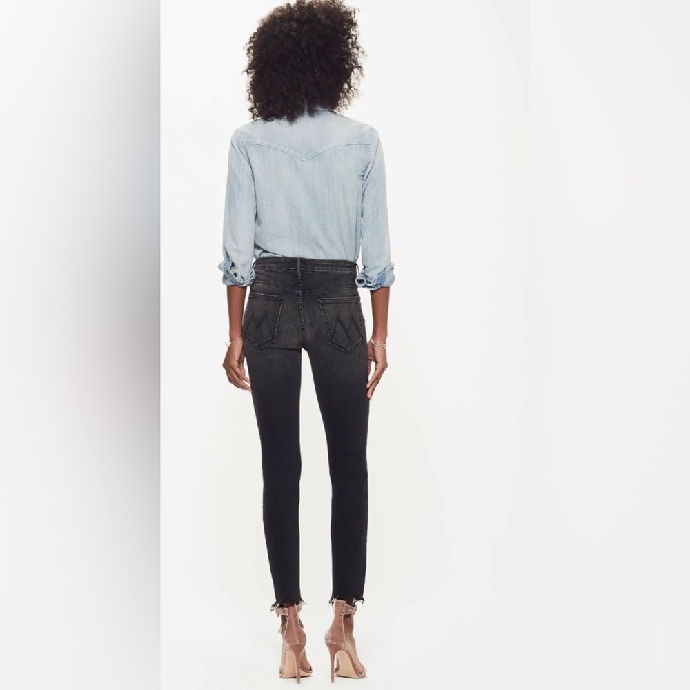 Mother Denim‎ High Waisted Looker Ankle Fray Night Hawk Black Size 25 USA Made